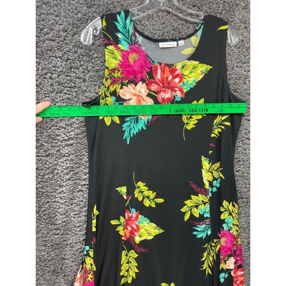 Susan Graves Sundress Women's Medium Black Floral Polyester Stretch Sleeveless - Picture 10 of 14